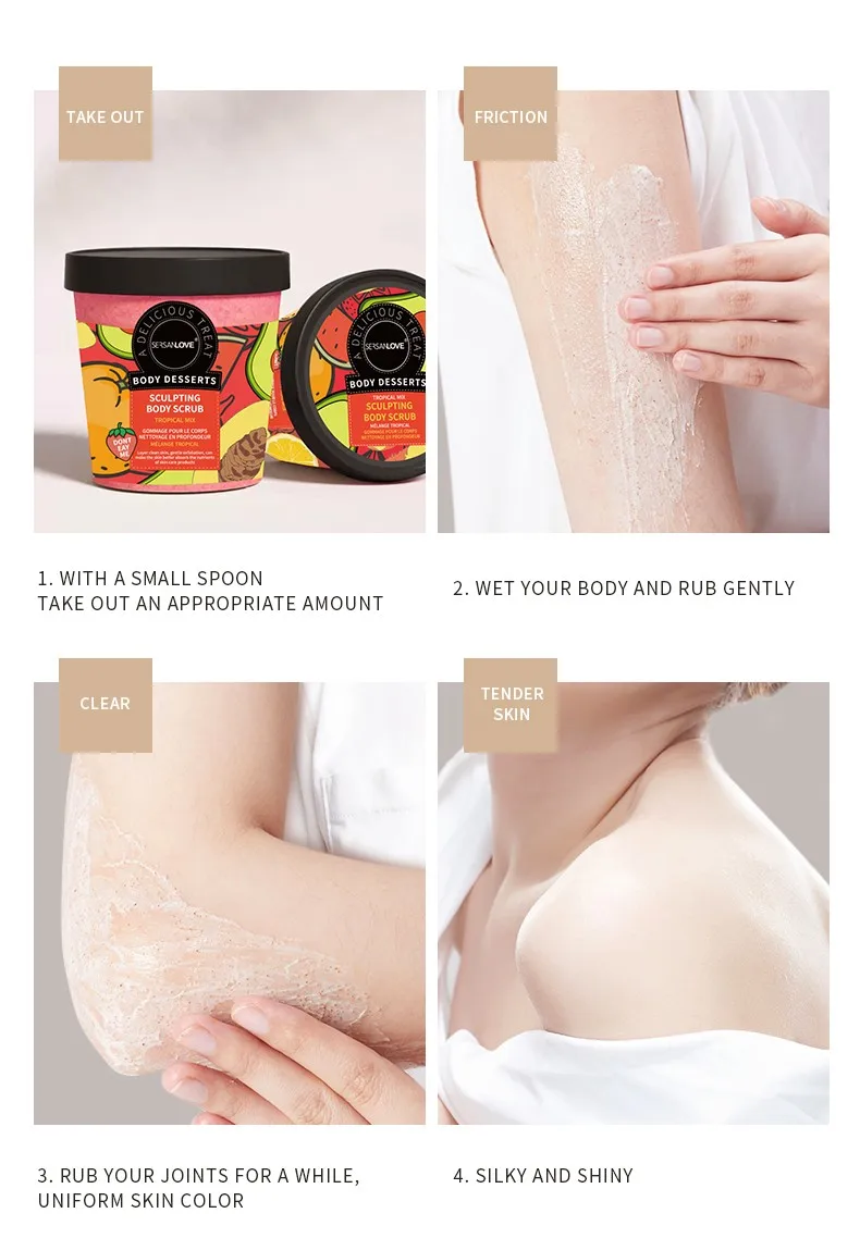 Hot sales High quality oem/odm skin butt whitening exfoliate fruit fragrance high quality vegan
