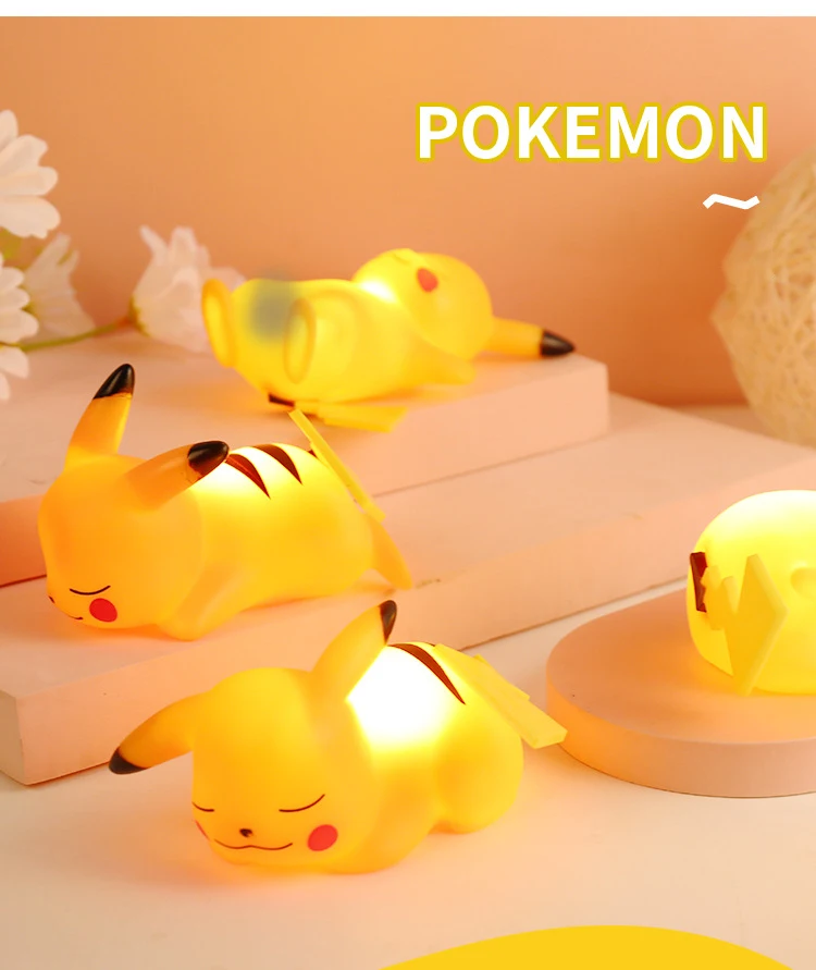Распродажа милый мини-светильник Pikachu для спальни теплый ночник оптовая продажа дешевая лампа игрушек с цветной коробкой и сумкой