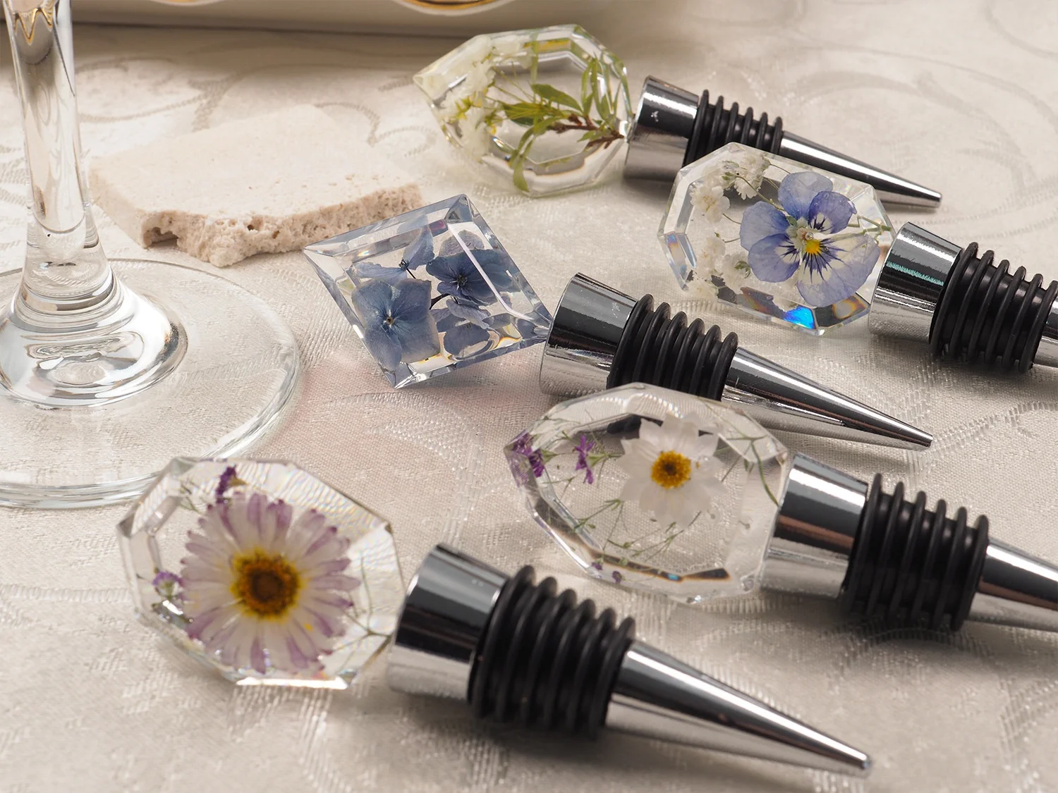 Crystal Gemstone Wine Bottle Stopper Resin Mold Silicone Napkin Buckle Holder Mold