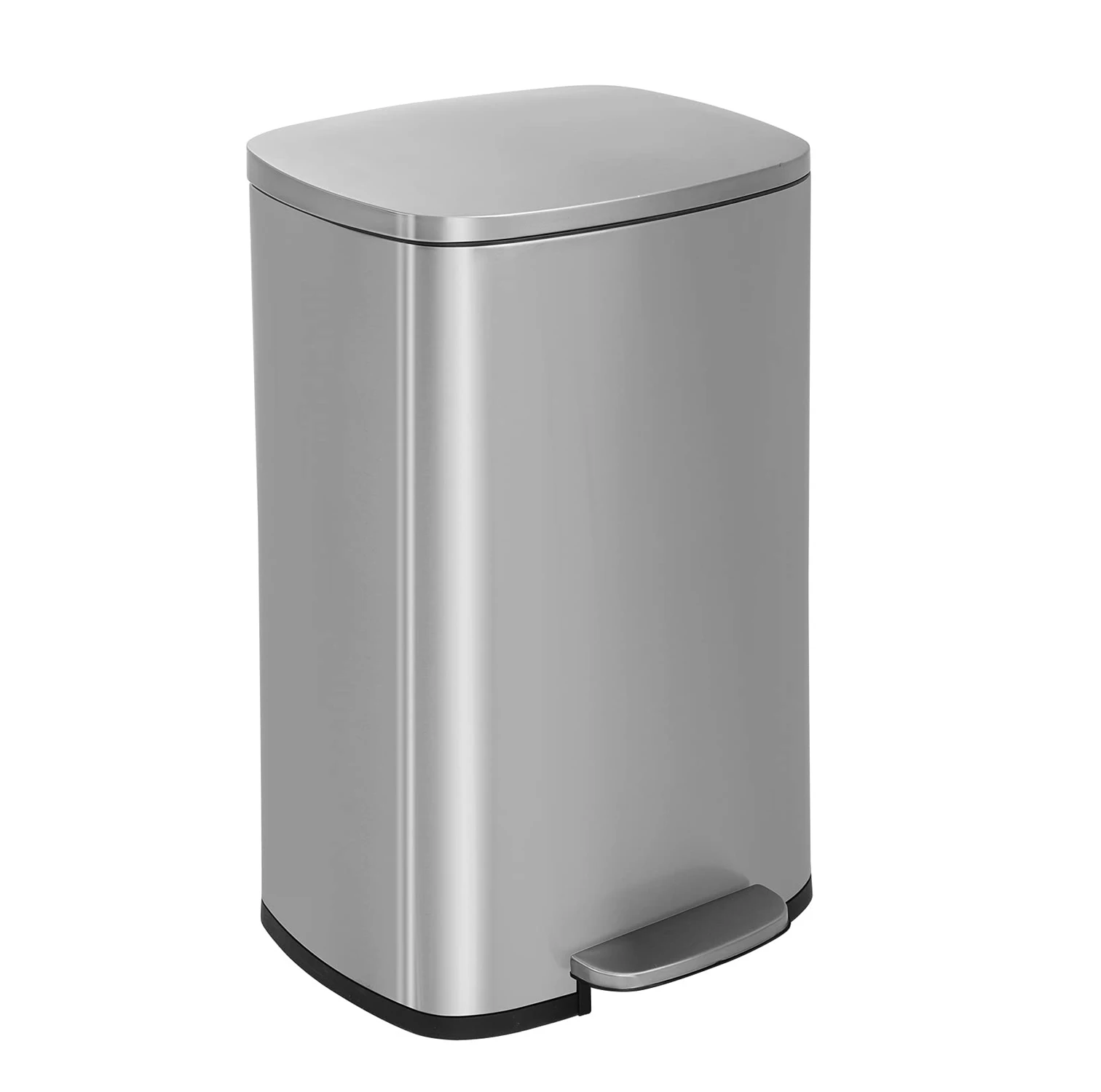 Best for Office Bedroom Bathroom Step Brushed Fingerprint-Proof Garbage Bin Stainless Steel Trash Can
