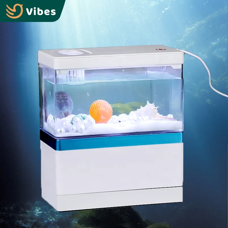 New Design Mini Desktop Acrylic Aquarium Fish Tank With USB Port And Led Aquarium Light