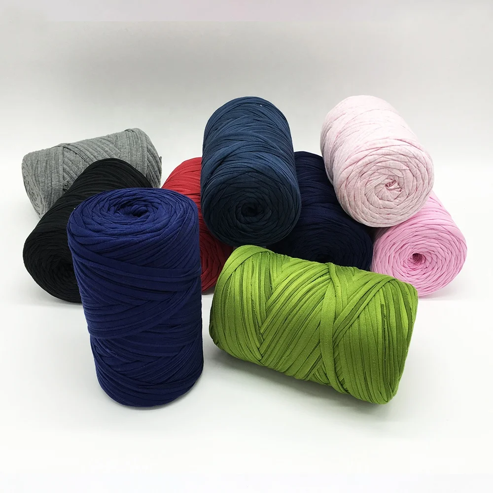 Wholesale t shirt yarn colorful spaghetti yarn 500g fancy crochet yarn