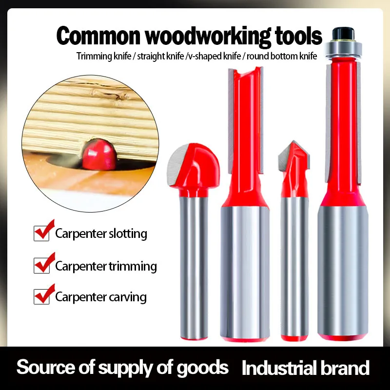 Qiye 1/4' 5/16' 3/8' 1/2' Inch Shank carbide wooded cutters cnc router bits for wood lathe turning tools