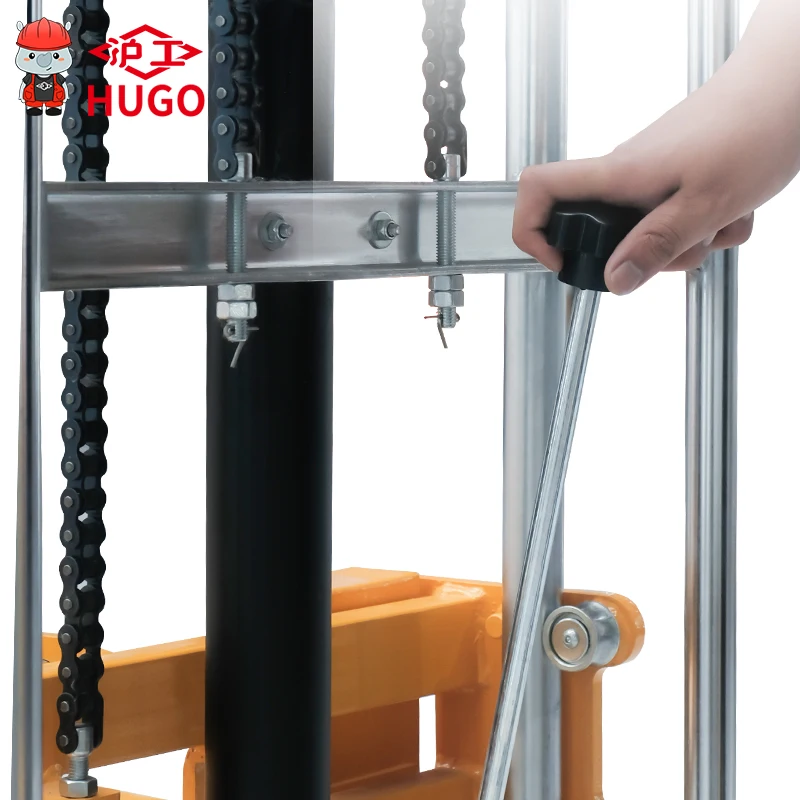 HUGO Portable Lifting Platform Hand Lift Mini Manual Hydraulic Tire Stacker Forklift