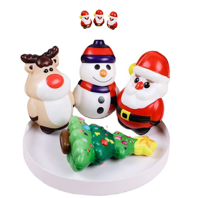 2023 Christmas pu foam doll Collection Stress Relief Sensory Fidget Toys For Colorful Kawai Santa Squeeze Fidget Toy