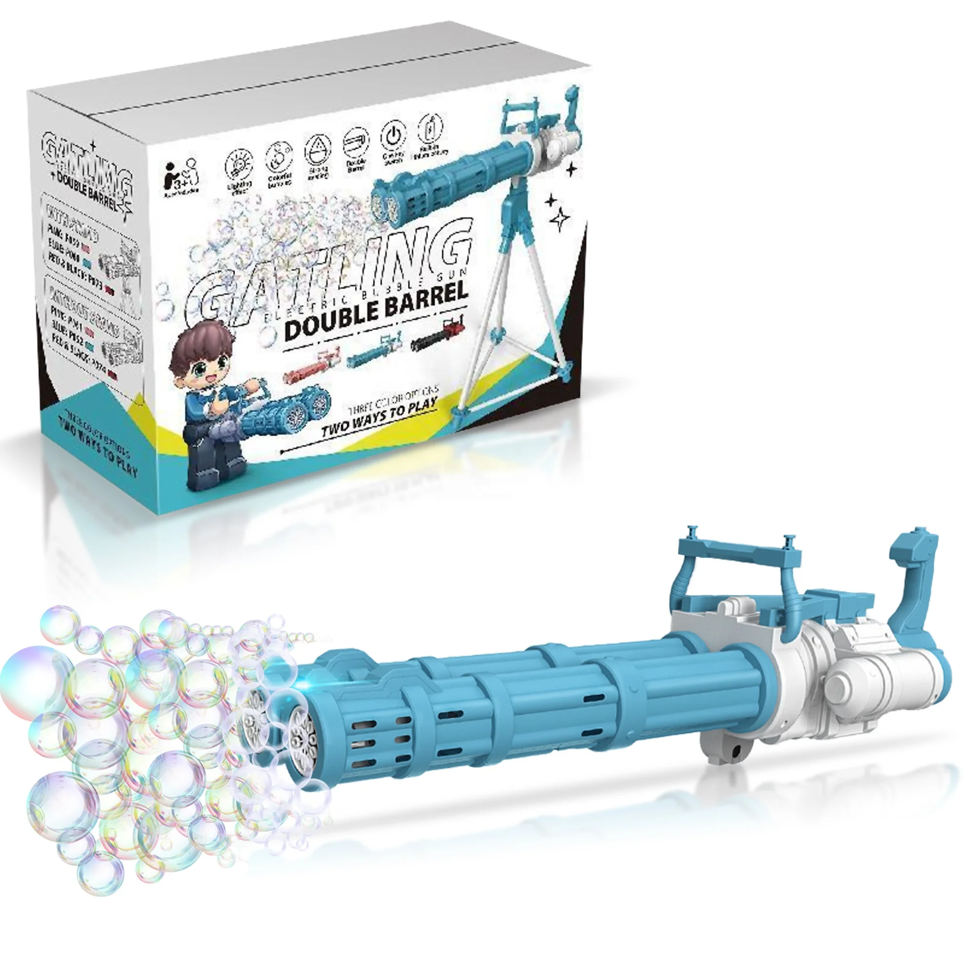 Bubble Gun machine 20 holes automatic Electric Gatling outdoor sound and light effects Wedding party birthday gift Kids toys