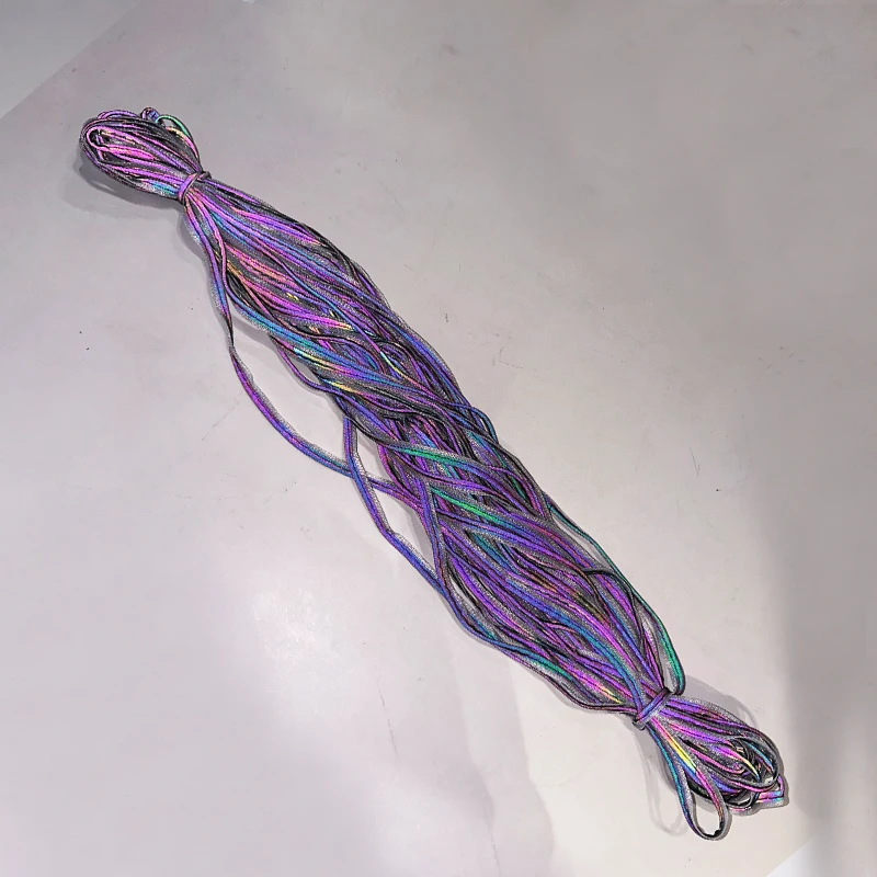Rainbow Glow in The Dark Knitted Reflective Fabric Strip Piping Tape for clothing