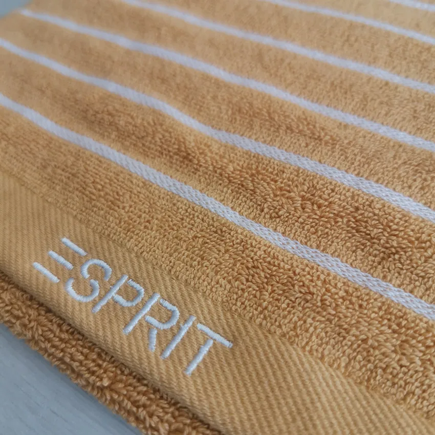 20s combed cotton  yarn dyed stripe hand towel with customized  logo embroidery33x74cm