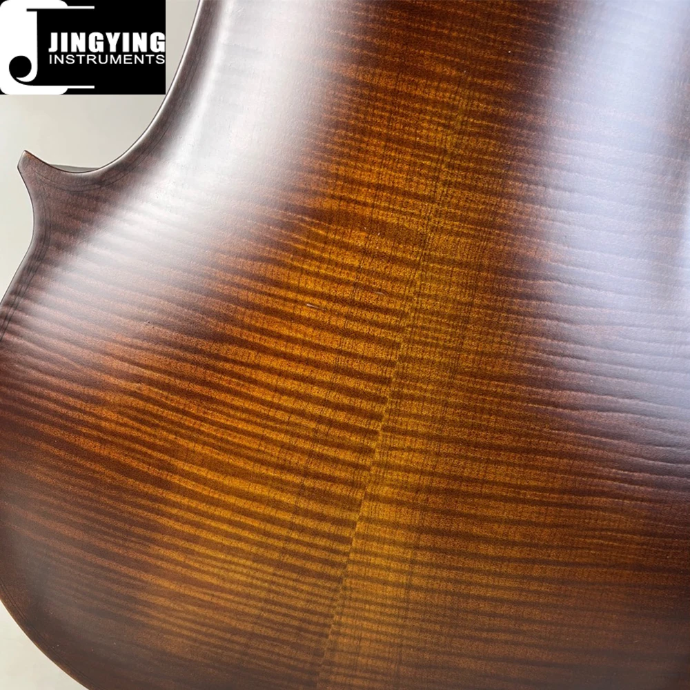 2024 Jingying Music String Instruments,JYCE-E600 Solid Wood Spruce Panel Cello Matte Flamed Maple Practice Cello