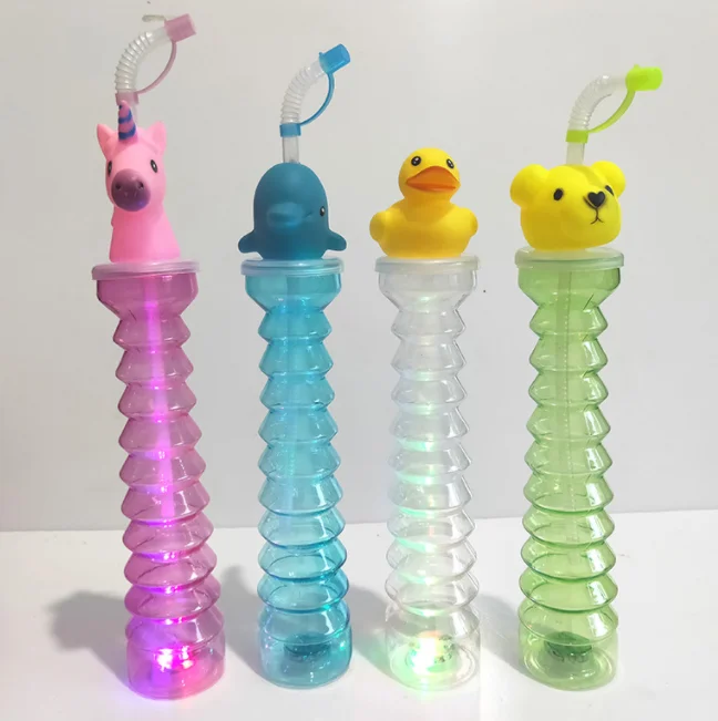 Promotion LED palm tree yard cups drinking bottle plastic daiquiri coconut palm tree yard cups