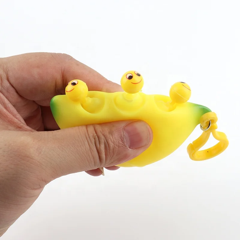 Funny Eye pop fidget toy pea popper Banana Keychain Pendant Squeeze Toy Stress Relief fidget toy