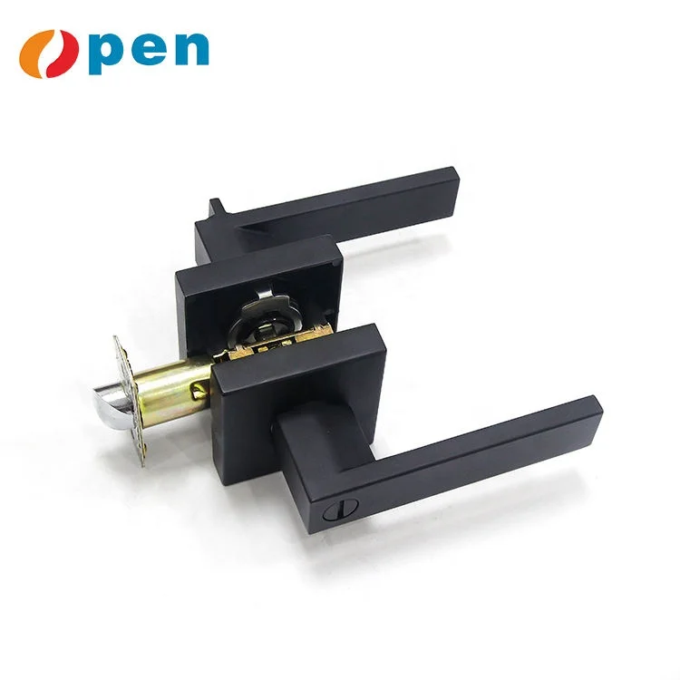 Square Black Door Handle Lock Access Privacy Mask Interior Bedroom Room Bathroom Door Lock Hardware Accessories Door handle Lock