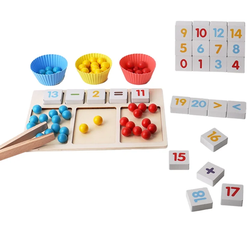 Hot Sale OEM Montessori Wooden Counting Number Pre-School Calculating Game Math Learning Board play fun board game for Kids CE
