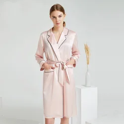 Factory Outlet 19mm Fashion Smooth Women 100% mulberry Silk Soft Nightgown Robe