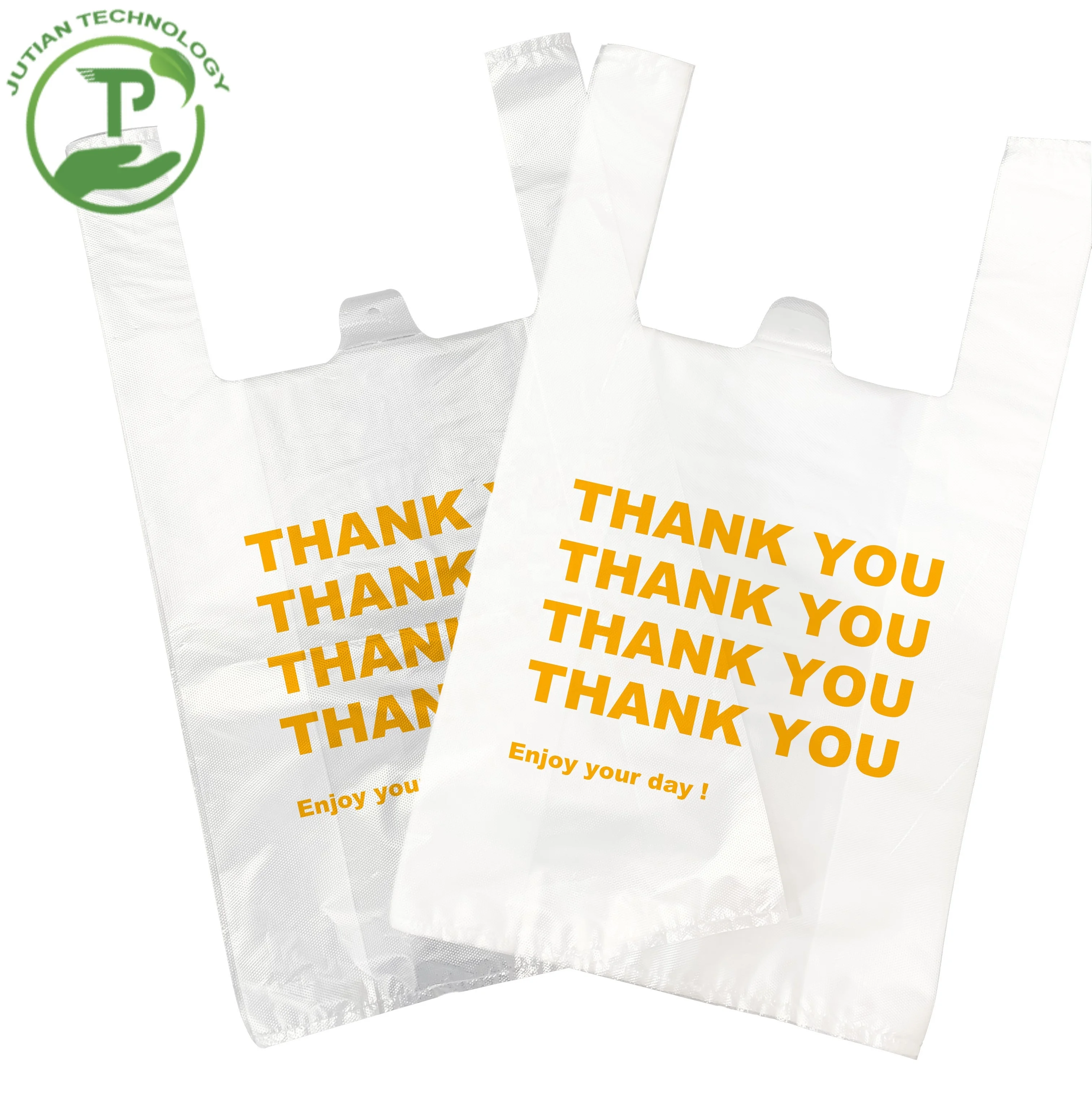 Clear thankyou plastic bag food takeaway bags for catering restaurant packaging