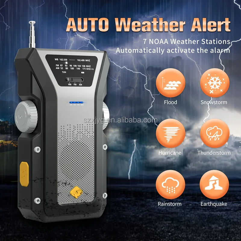 OEM factory price 4000mAh Emergency Radio solar Hand Crank Disaster Multi am fm VHF radio