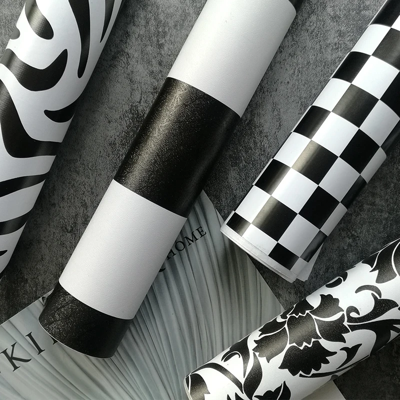 YIYAO Peel and Stick Wallpaper Decorative Contact Paper Black White Checkered Self Adhesive Shelf Liner Paper Roll