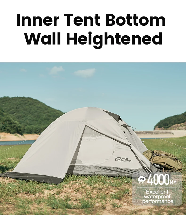 MOBI GARDEN Camping Tent 2-3 Persons Lightweight Backpacking Tent With Snow Skirt Waterproof Windproof Outdoor