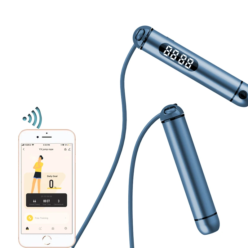 Hot sales Adjustable Fitness Metal Handle Smart Intelligent Skipping Rope Digital Counter Wireless Jump Rope