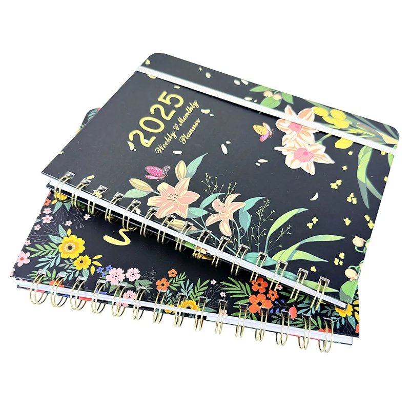 Wholesale Custom Logo A5 Planner Notebook Hardcover Spiral Business Diary Elastic Strap Pen Holder Journals Notebooks Gift