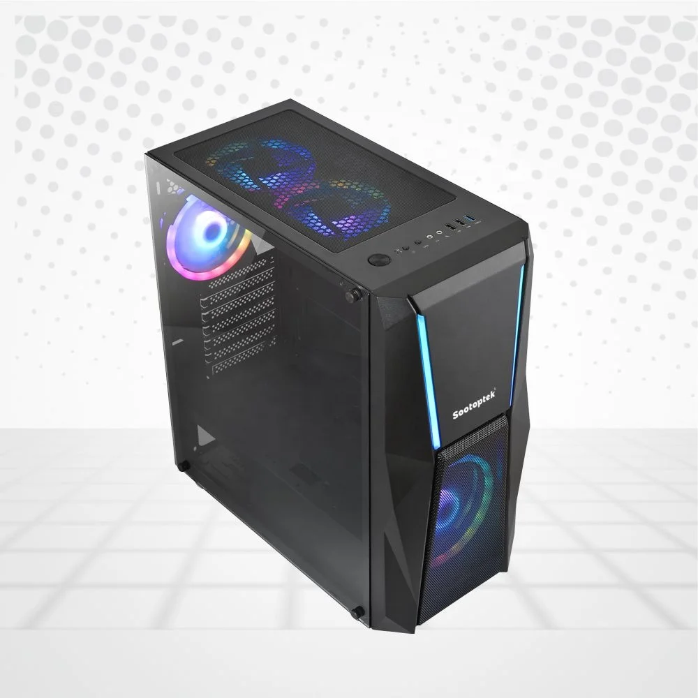 High Quality New Design Tempered Glass Computer Case ATX PC Desktop Gaming PC Case Front Panel With Led Strip Light