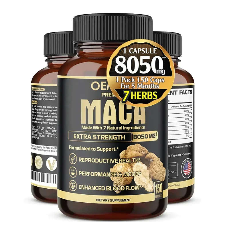 Wholesale Gummies Premium Maca Root Capsules with Black Pepper Ashwagandha Vegan Organic Maca Root Powder Energy Immune Support