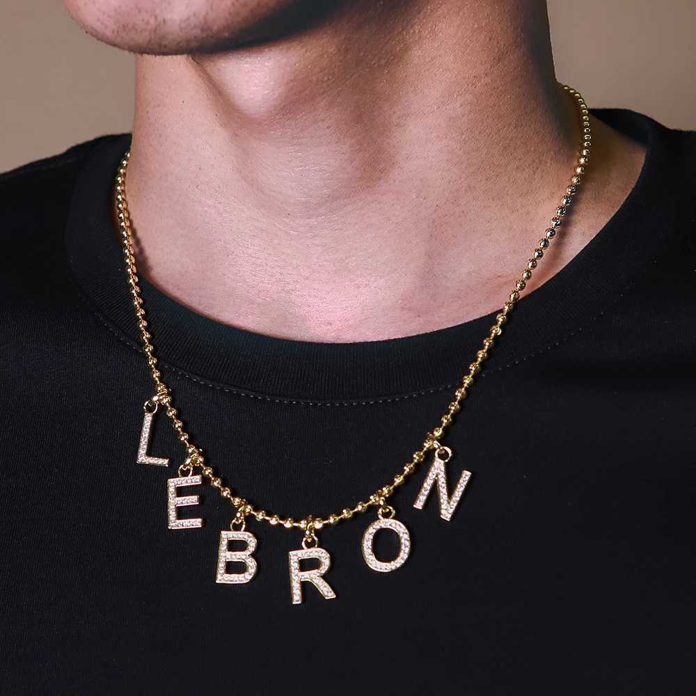 KRKC Fashion Dainty Silver Plated Personalized Initial Letter Name Pendant Jewelry Chain Choker Necklace with Charms