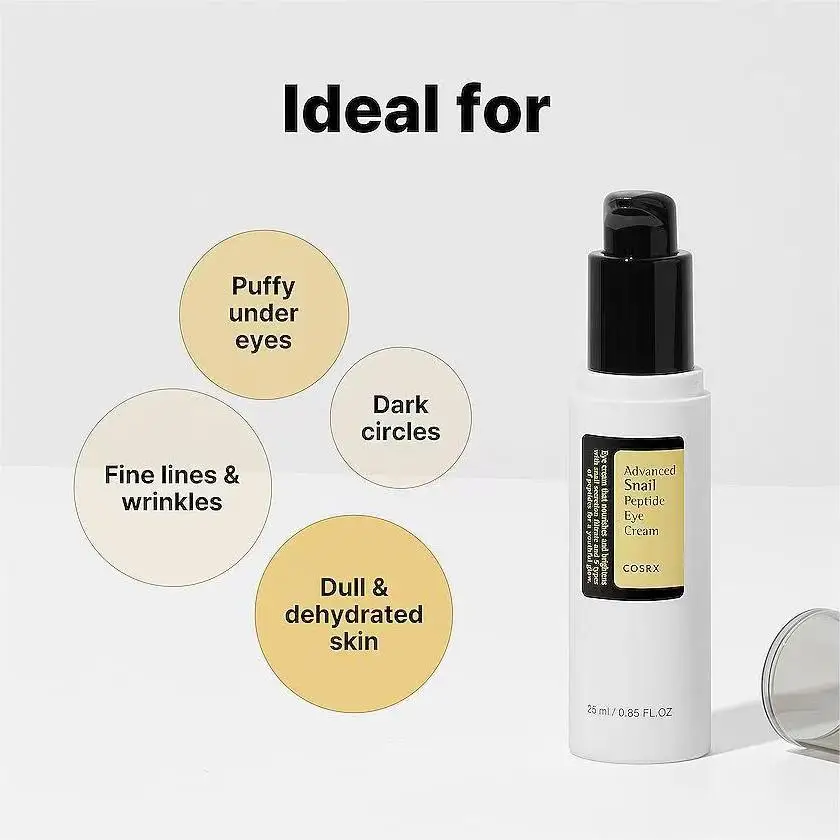 COSRX-Advanced Snail Peptide Eye Cream Korean Skin Care 73.7% Snail Mucin 2% Anti-Aging Niaght Niacinamide Anti-Wrinkle Feature