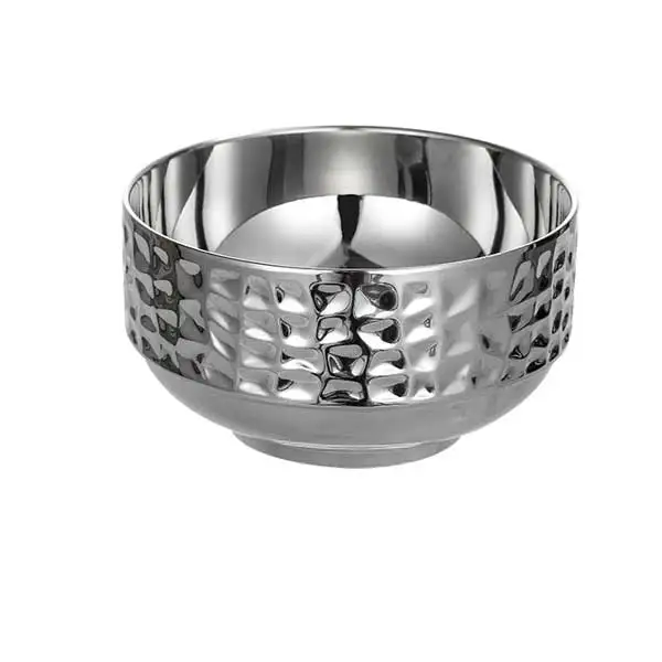 Custom Korean Style 304 Stainless Steel Double Wall Bowl Gold Heat Insulation Rice Soup For Hotel Restaurant Home