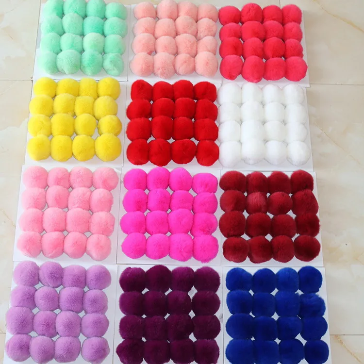 2017 New arrival rabbit fur pom poms 6cm wholesale fur pompons fluffy hairs for keyring shoes