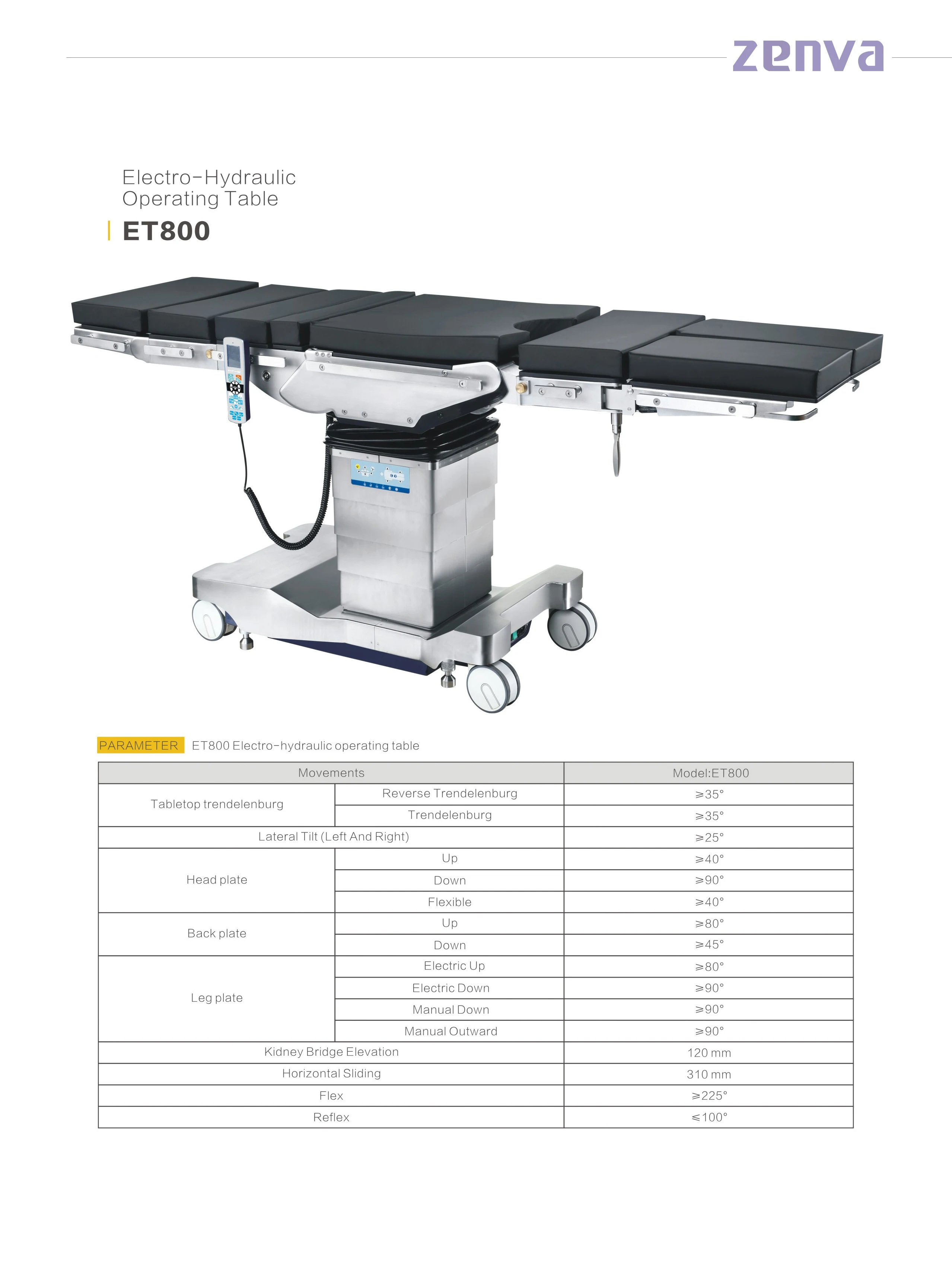 ZENVA ET800 New Electric Hydraulic Operating Room Operating Table Used In Various Hospitals And Clinics