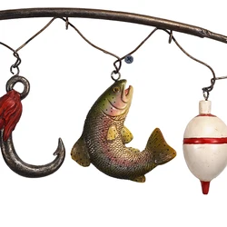 Welcome Card For Iron Fishing Rod Metal Home Decoration 3D Welcome Card Sign For Front Door