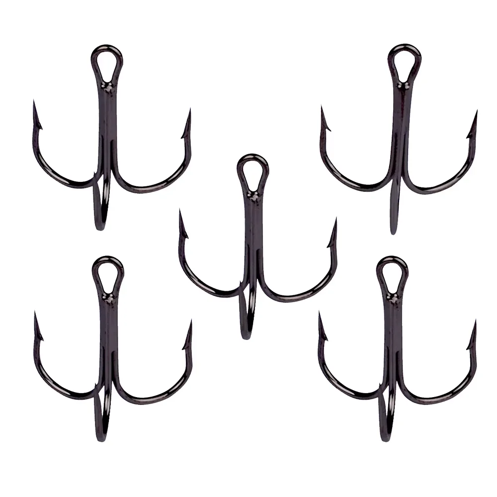 TOPIND 35647 50 Pcs/Bag Black Wholesale Supplier Best Quality Durable Barbed Tawny Silver Treble Fishing Hooks