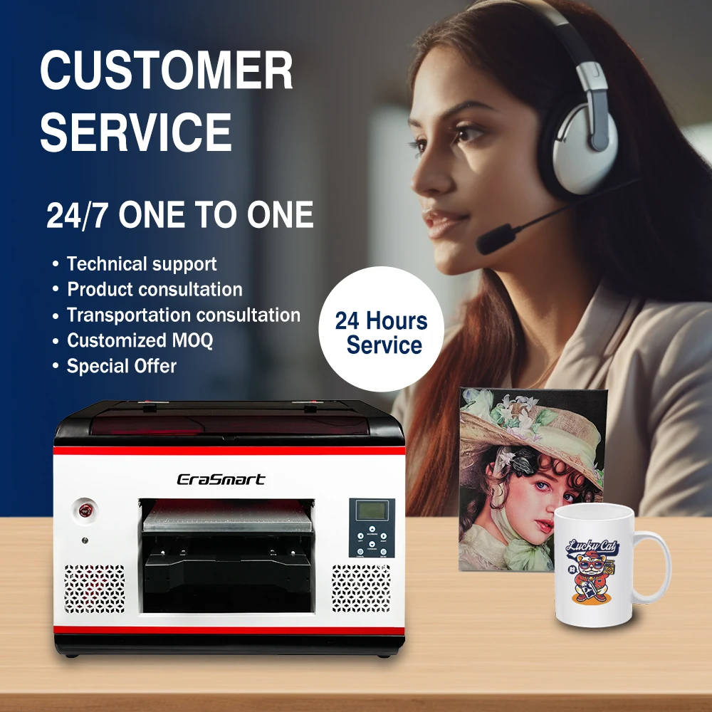 Erasmart Desktop Small 3545 Inkjet Printer Flatbed Bottle Phone Case Printing Machine Digital A3 Uv Printer For Small Business