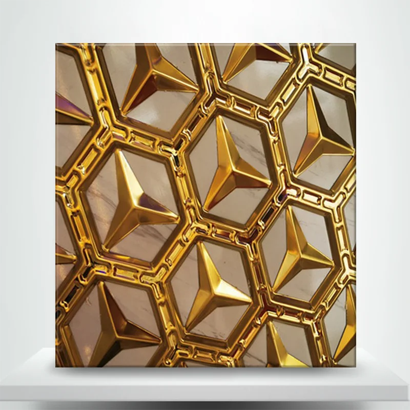 3D Stamped Diamond Gold Professional Manufacturer Stainless Steel Sheet Decorative Plates 304/304L/316/409/410/904L/2205/2507