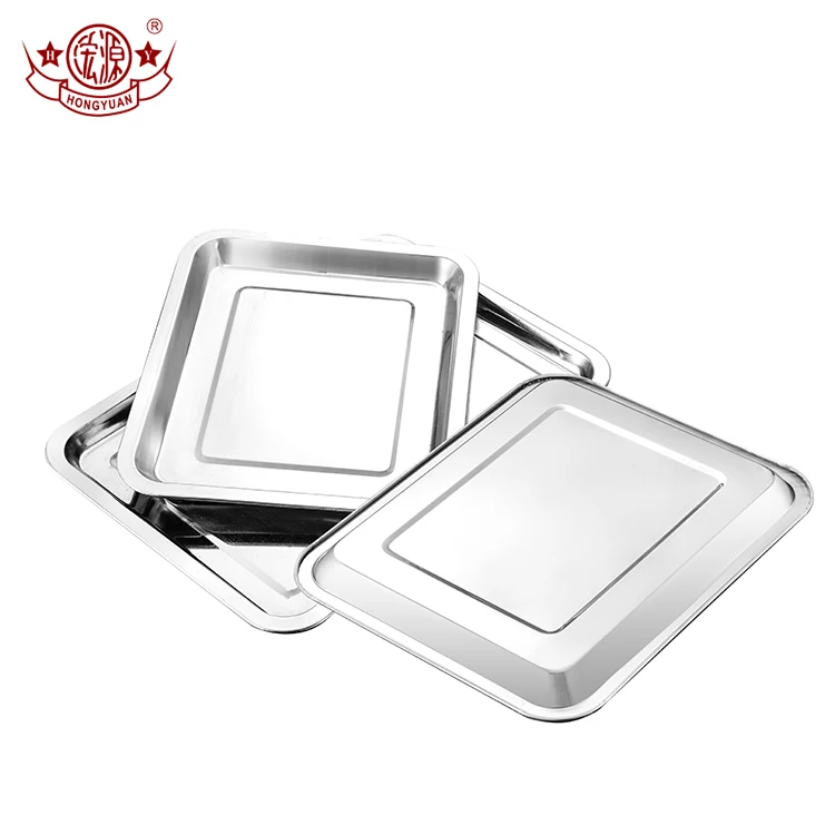 
2 centimeters stainless steel plates rectangular square serving tray for food 