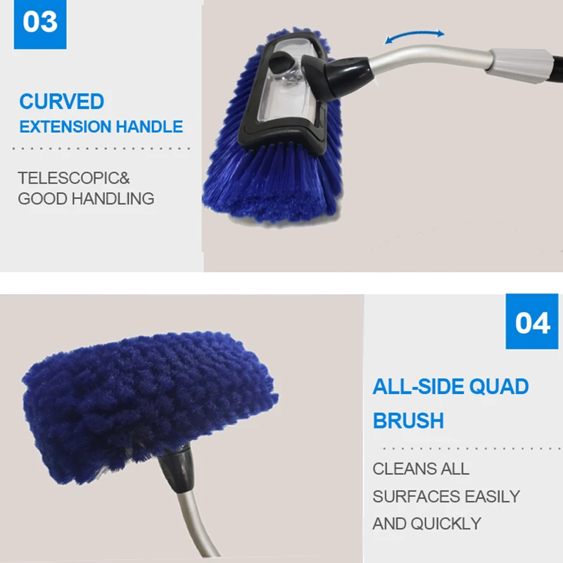 Soft Hair Water Flow Thru Car Wash Brush With Soap Dispenser