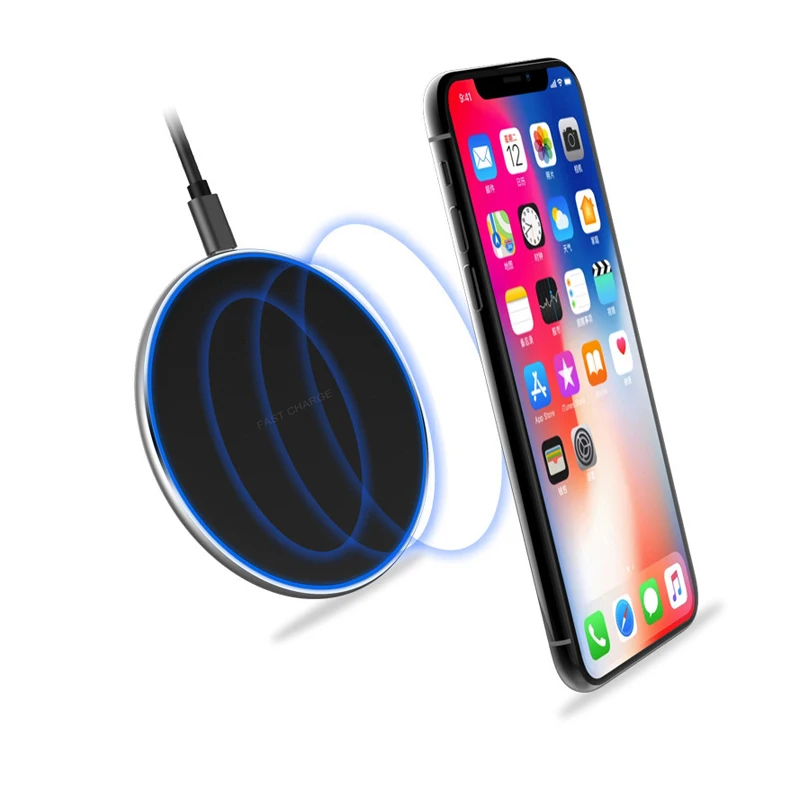Portable Mirror Surface Mobile Phone Wireless Charger Crystal Round Wireless Charger For Android Pones