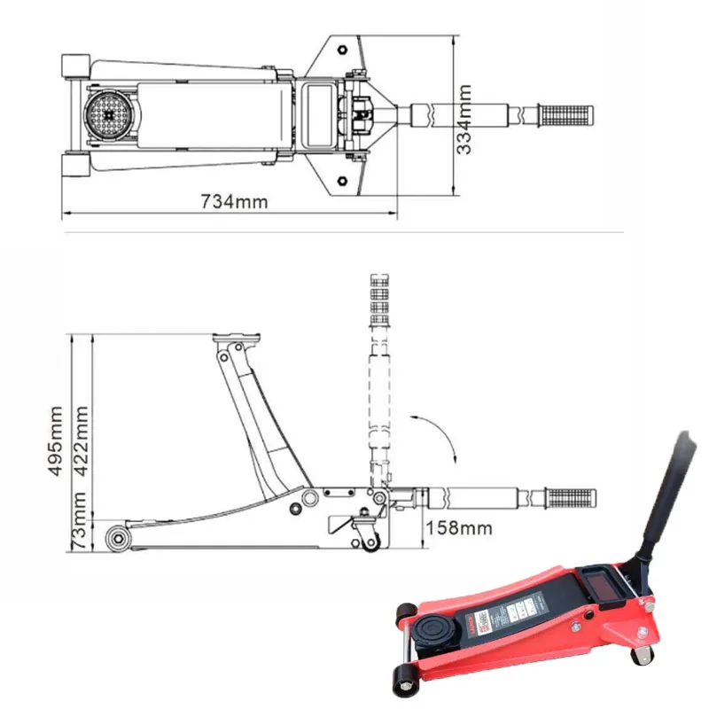 LAUNCH 3 ton low profile floor jack double pump hydraulic floor jack High lift electric car jack LH-2303