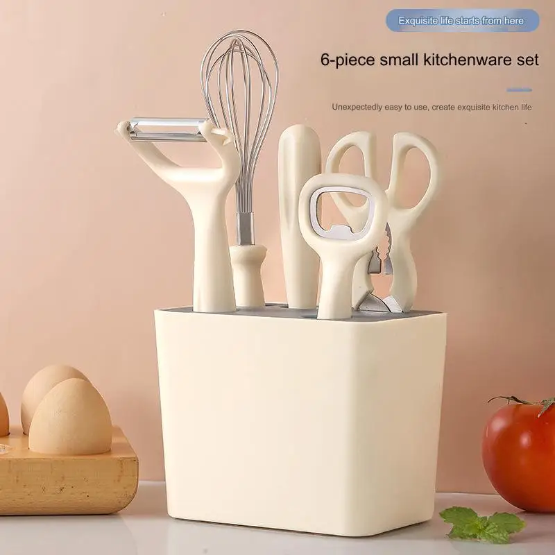 Multifunctional 6pcs Kitchen Utensils Set Melon Scraper Fruit Knife Bottle Opener Scissors Kitchen Tool Set