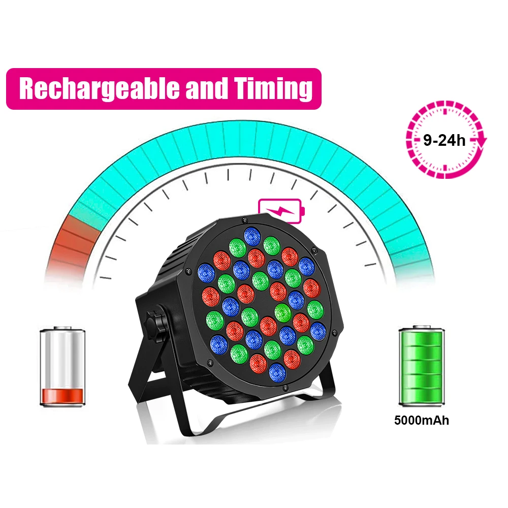 Hot Selling 72W RGB Battery Powered Wireless Controlled DJ Disco Par lights Stage LED Beam Lights