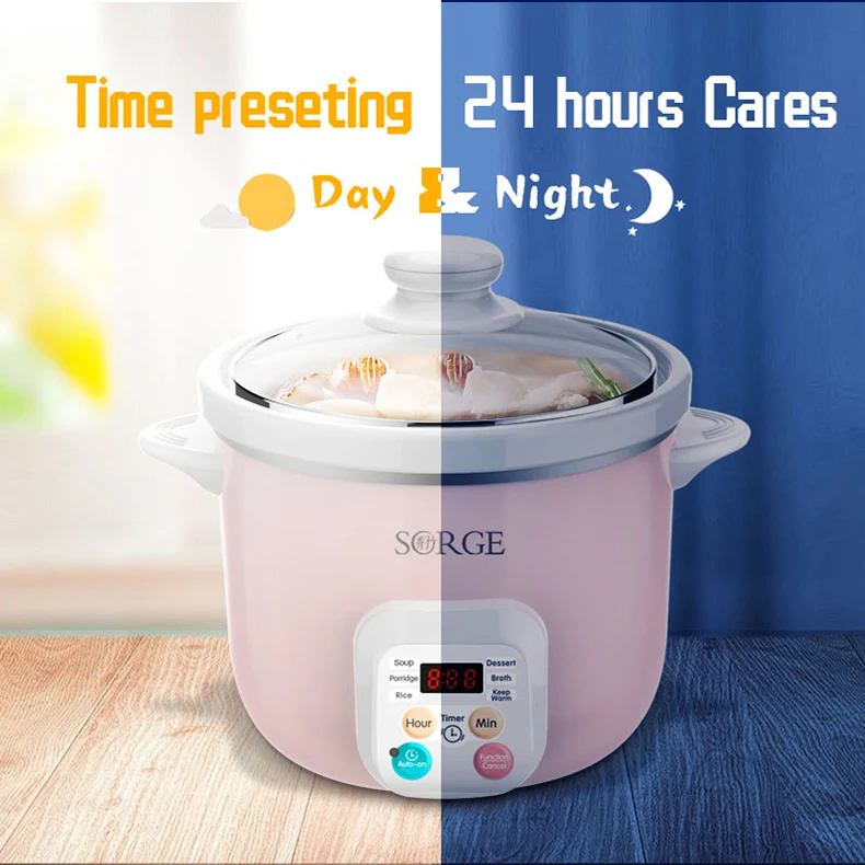 ceramic pot 1.5L electric crock pot with timer