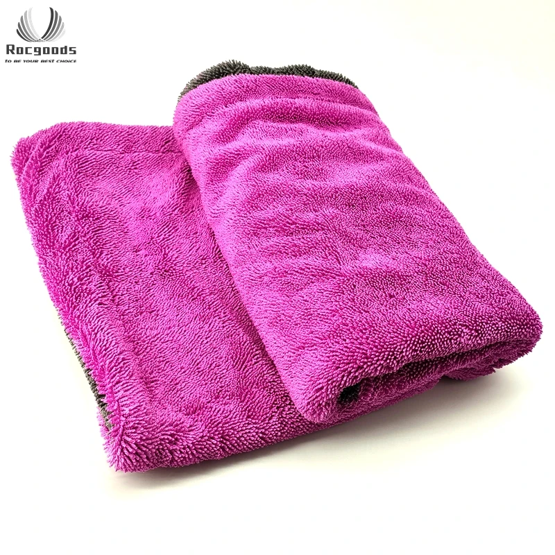 Оптовая продажа впитывающее серое полотенце из микрофибры без ворса с перекручивающейся петлей 50*80 см 1200 г/м2 салфетка для чистки автомобиля полотенца