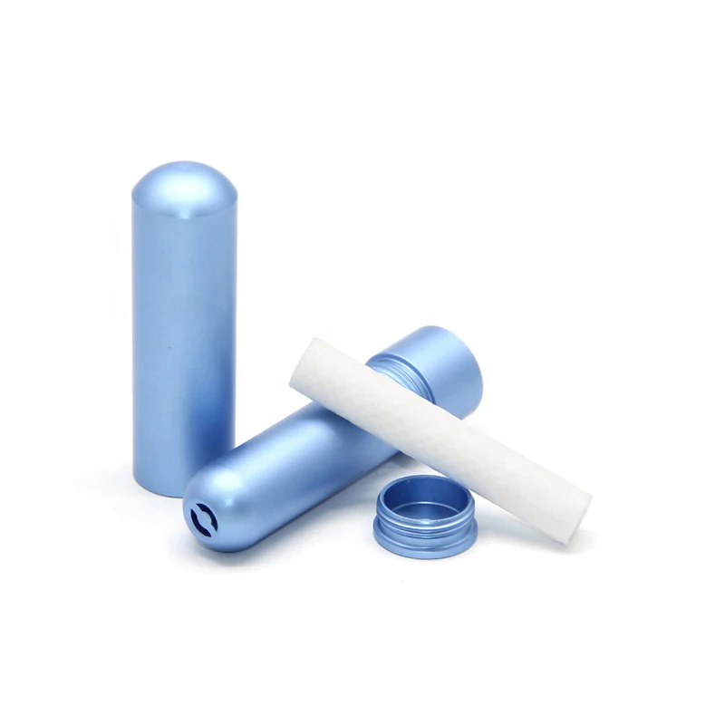 Stylish Aluminum Nasal Inhaler with Essential Oil Multiple Materials Including Plastic Cotton Glass Blank Container
