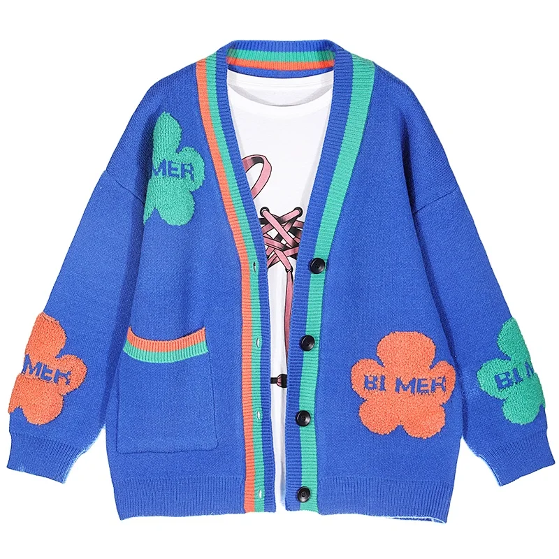 Custom OEM & ODM LOGO womens sweater Long Sleeve Jacquard Pattern knitwear  ladies clothes winter Knitted Cardigan sweater women