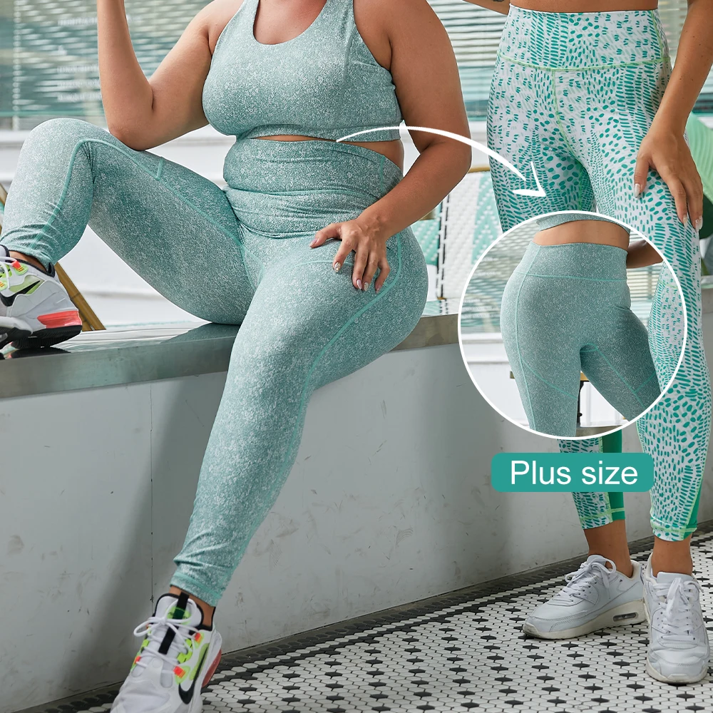 2021 Fitness Wear Sport 4XL Leggings Set Custom Workout Clothing Plus Size Yoga Outfit For Women