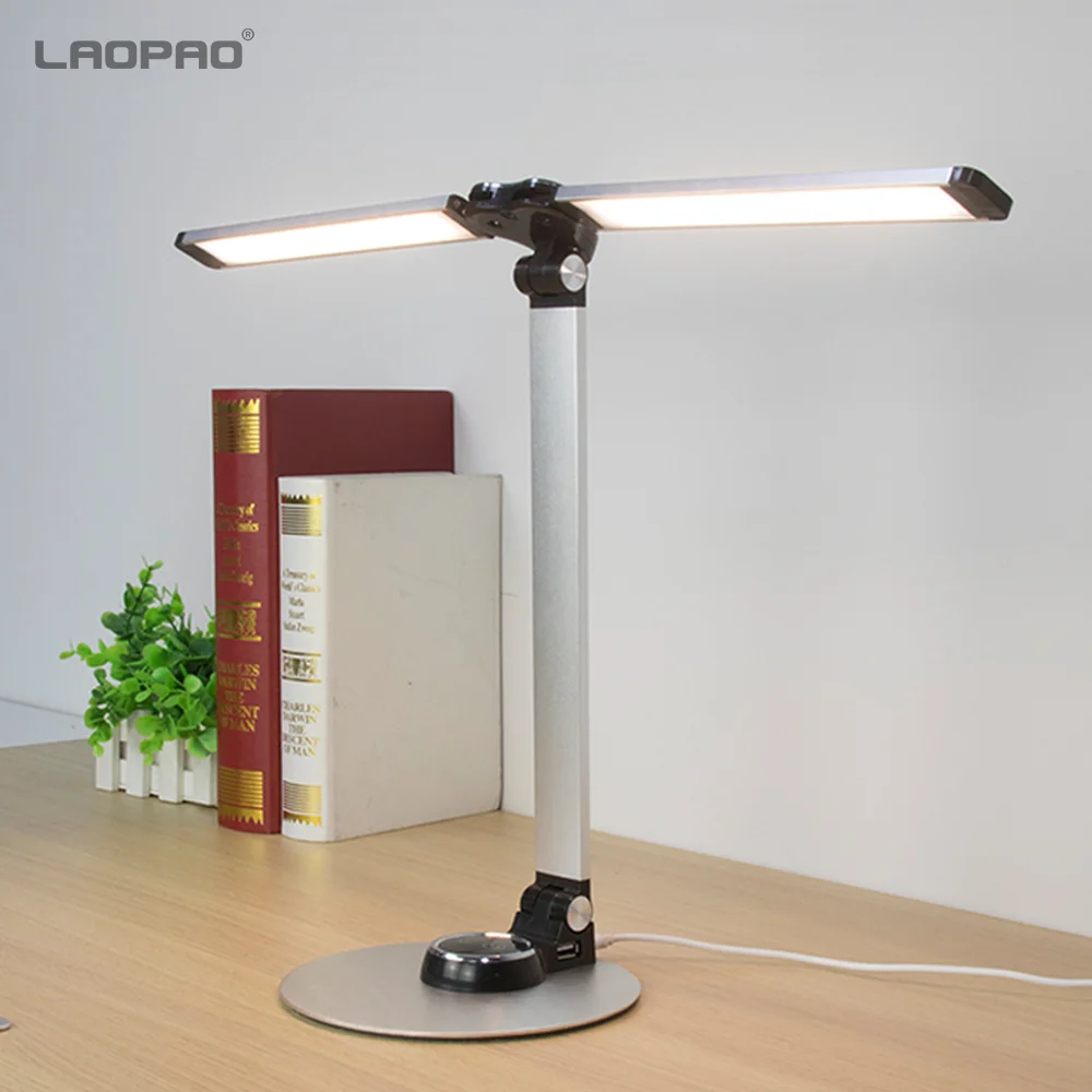 10 Вт со светодиодной подсветкой модная Настольная лампа с двойной лампа лампочки RA>95 56 лампы Плавная тусклая защиты глаз с сенсорным управлением складной стиль настольная лампа