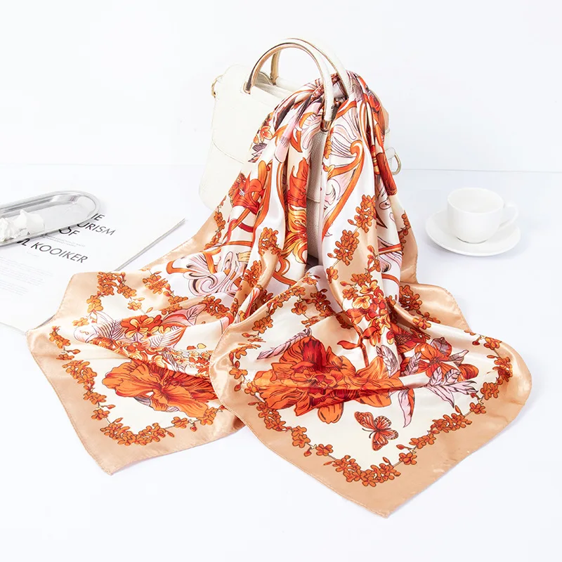 Satin Scarf Manufacture Custom Neck Silk Like Scarf Women Ladies Square Satin 90x90 Scarves