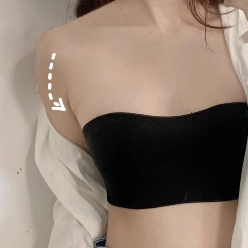 1511  Wholesale Strapless Bra With  Massage Pads  Detachable Shoulder Straps Anti-Slip Invisible Sexy Seamless Tube Top For Wome