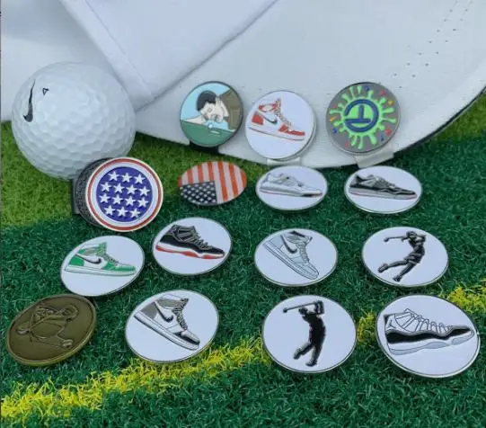 High Quality 25mm Customized Zinc Alloy Enamel Embossed Logo Golf Ball Marker Souvenir